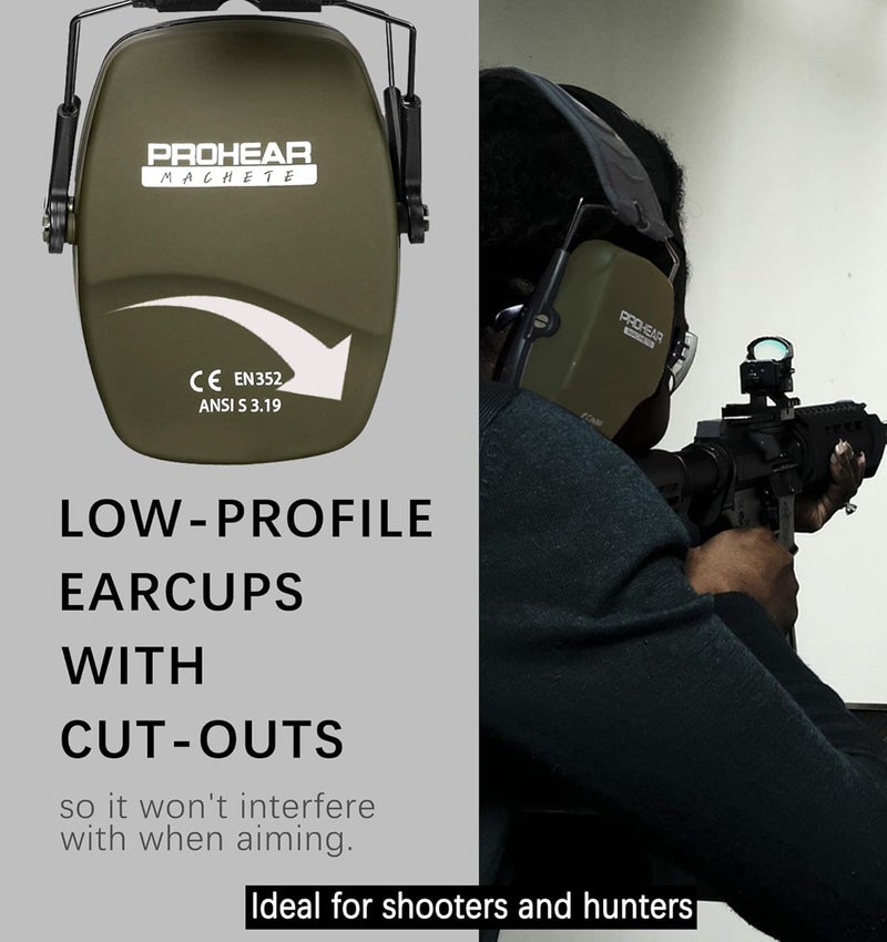 PROHEAR 016 Shooting Ear Protection Earmuffs 2 Pack, NRR 26dB for Gun Range, Hunting -Green and Brown - Image 3